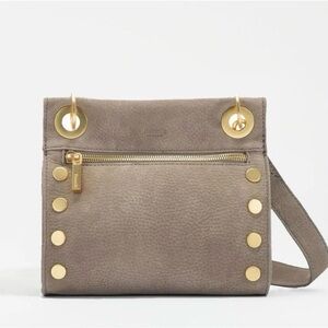Hammit "Tony" Small Pewter Crossbody - gold brushed accents